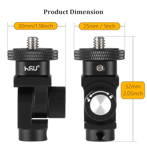 HSU Vertical Mount Adapter, Aluminum 1/4”-20 Screw Hole 180° Rotation Camera Tripod Mount for Insta360 X5/X4/X3/X2/X/RS/R/GoPro/DJI Osmo Action 5 Pro/4/3 Camera and Other Action Cameras (Black)
