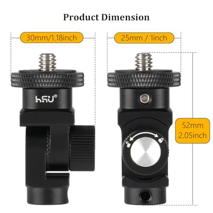 HSU Vertical Mount Adapter, Aluminum 1/4”-20 Screw Hole 180° Rotation Camera Tripod Mount for Insta360 X5/X4/X3/X2/X/RS/R/GoPro/DJI Osmo Action 5 Pro/4/3 Camera and Other Action Cameras (Black)