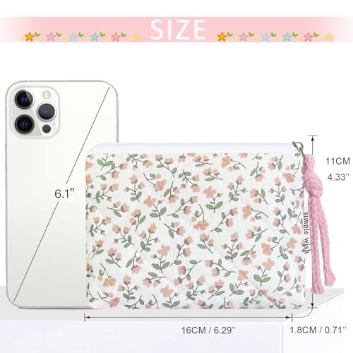 Cotton Quilted Floral Coin Purse Digital Camera Pouch with Cute Prints Zipper for Women Girls (PEACH DISTY) - color: PEACH DISTY