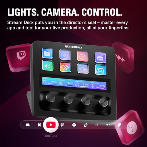 Elgato Stream Deck +, Audio Mixer and Studio Controller | LCD keys, dials and touch strip, Multi actions and smart profiles, Unlocks Wave Link mixing, Works with Mac and PC