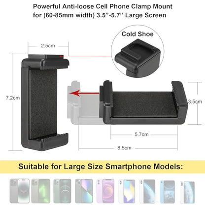 Universal Ergonomic Anti-Fall Mobile Phone Smartphone Handle Stabilizer Mount Rig Portable Selfie Stick Tripod Handheld Vlogging Monopod for 60-85mm Wide iPhone Samsung Android