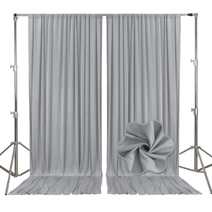 10ft x 7ft Dark Grey Backdrop Curtains for Parties, Fabric Satin Background Curtain with Rod Pockets for Weddings, Birthday, Baby Shower, Photography, Graduation Party Backdrop Drapes, 2 Panels - color: Dark Grey