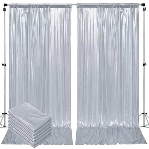 Outpain Thick 30 ft x 10 ft Silver Sequin Backdrop Curtain for Parties, Wrinkle Free Glitter Photo Backdrop Drapes 6 Panels 5x10ft Silver Back Drop Cloth for Wedding Christmas Photography Background - color: Silver, size: 5'(W) x 10'(H), 6 panels