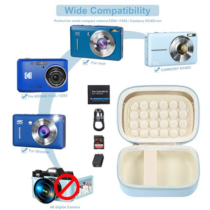 Leayjeen Hard EVA Camera Case Compatible with Canon PowerShot ELPH/IXUS, Kodak Pixpro FZ55/FZ45, Nikon Coolpix, Small Digital Camera, Shockproof Protective Camera Bag with Hand Strap-Blue(Case Only) - color: Blue