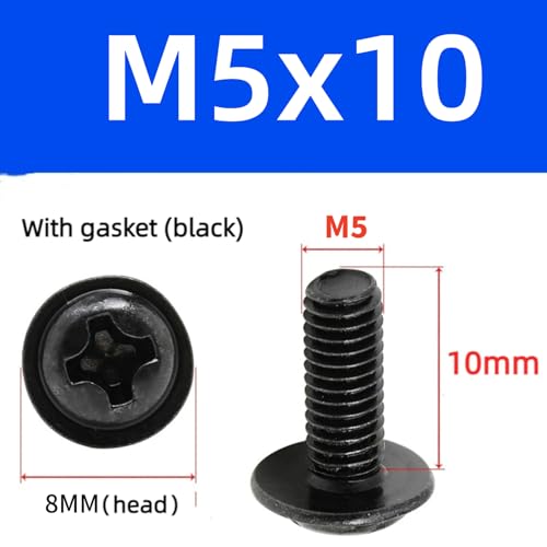 20 PCS Vesa Screws, VESA Compatible M5x10mm TV/Monitor Wall Mount Screws for 75x75mm and 100x100mm Brackets. Phillips Head M5 x 10mm Black with Washers (20, M5 x 10mm) - size: M5, style: 20 PCS