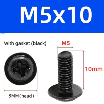 20 PCS Vesa Screws, VESA Compatible M5x10mm TV/Monitor Wall Mount Screws for 75x75mm and 100x100mm Brackets. Phillips Head M5 x 10mm Black with Washers (20, M5 x 10mm) - size: M5, style: 20 PCS