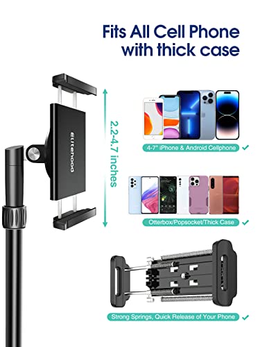 Elitehood iPhone Tripod for Overhead Video Recording [Heavy Duty & Ultra-Stable], 25in Horizontal Long Extendable Boom, 360° Rotation iPhone Tripod Stand with Remote, Vertical 71" Tall Phone Stand - size: 45in