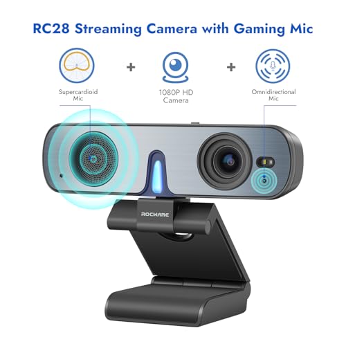 RC28 1080P 60FPS Webcam with Dual Microphones | Cardioid & Omnidirectional Pickup, Hi-Fi Sound, AI Noise Cancellation & Raw Audio Modes for Streaming, Video Calls & Studio-Quality Recording - style: Webcam Good Mic No Speaker
