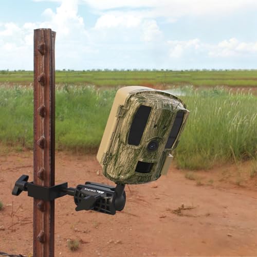 T Post Trail Camera Mount, T-Post Trail Camera Holder with 360° Adjustable Ball Head, Tool-Free 1/4"-20 Game Camera Mounting Bracket for Hunting, Wildlife, Farm Security, 4 Packs