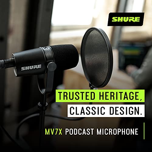 Shure MV7X XLR Dynamic Microphone for Podcasting, Streaming & Vocal Recording - Voice-Isolating Cardioid Mic with Broadcast-Style Design & All-Metal Construction, Black | Xlr Output, Voice Isolation, Dynamic Cardioid Capsule, All-Metal Body, 50-16, 000 Hz