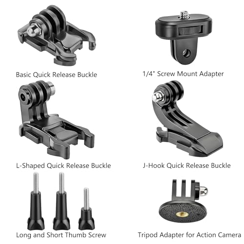 Helmet Mount for GoPro Go Pro, Curved Flat Adhesive Sticky Mounts, Quick Release Buckle, Tripod Adapter, Hero 13 12 11 10 9 8 7 6 5 4 3 2 1 Max Insta 360 DJI Osmo Action Camera Accessories Kit