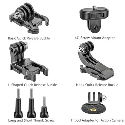 Helmet Mount for GoPro Go Pro, Curved Flat Adhesive Sticky Mounts, Quick Release Buckle, Tripod Adapter, Hero 13 12 11 10 9 8 7 6 5 4 3 2 1 Max Insta 360 DJI Osmo Action Camera Accessories Kit