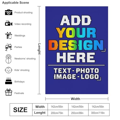 Custom Photography Cloth Design Your Own Photo Logo Text Personalized Backdrops Non-Reflective Non-Penetrating Photoshoot Background Screen Portrait Studio Photobooth Drops 56 X 79 Inches, Dark Blue - color: Dark Blue, size: 56"×79"