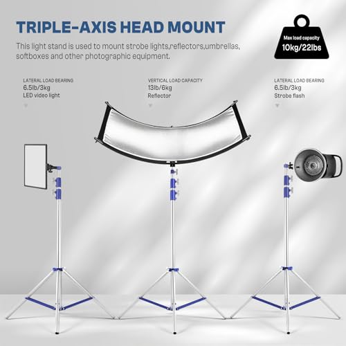 Light Stand Photography 10.5ft/320cm, 2 Pack Heavy Duty Photography Tripod Stand with 1/4” to 3/8” Universal Screw, Adjustable Lighting Stand for Studio LED, Ring Light, Softbox, Monolight, Strobe - size: 2 pack