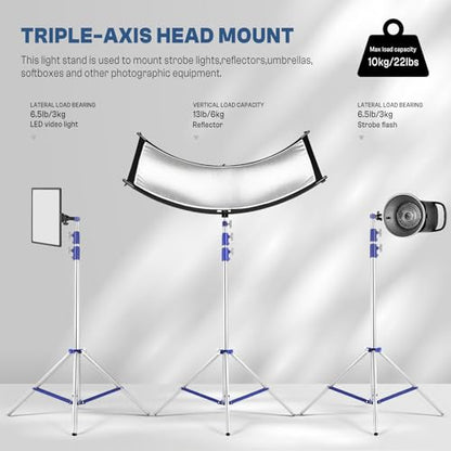 Light Stand Photography 10.5ft/320cm, 2 Pack Heavy Duty Photography Tripod Stand with 1/4” to 3/8” Universal Screw, Adjustable Lighting Stand for Studio LED, Ring Light, Softbox, Monolight, Strobe - size: 2 pack