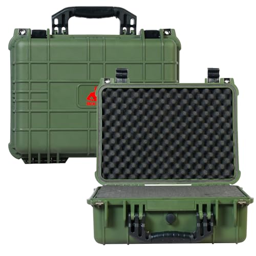 Jack Boss 16x 12.8x 6.8 Inch Hard Case, Portable Weather Waterproof Protective Camera Case with Customizable Foam, Fit Use of Drones, Camera, Equipments, Green - color: GREEN, size: 16x12.8x6.8"