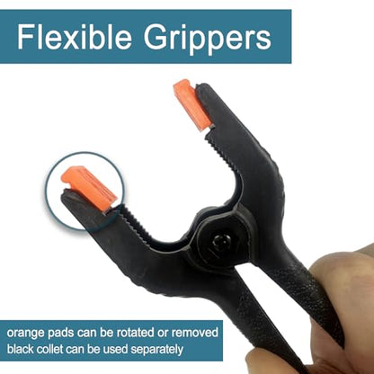 8 Pack 6 Inch Plastic Spring Clamps, Big Clips Heavy Duty, Large Spring Clamps for Woodworking, Backdrop Stand, Crafts, Photography, Banner, Balloon Arch Garland Clips, Strong Clamp with Soft Tips - size: 6in-8P