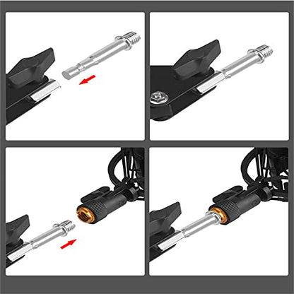 3 Pack Boom Arm to 17mm Ball 1/4 inch 3/8 Screw Bolt Mount Connector Adapter Joint Head Converter for Microphone Arm Stand Mic Arm Scissor Shock Mount Condenser Video Light Phone Holder Clip