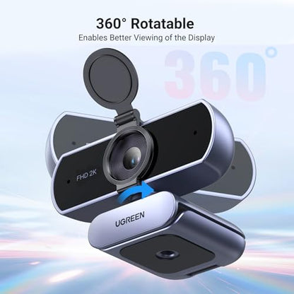 UGREEN FineCam Lite 2K Webcam with Auto Focus for PC | Dual Noise Cancelling Mics, Privacy Cover, Computer USB Camera for Streaming, Conferencing, Calling, Zoom, Skype, Teams