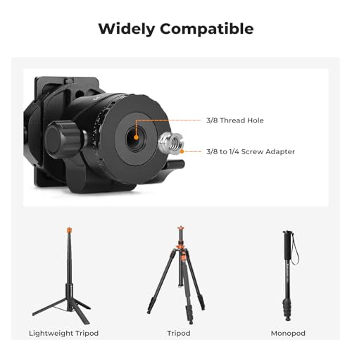 K&F CONCEPT Professional 28mm Metal Tripod Ball Head 360 Degree Rotating Panoramic with 1/4 inch Quick Release Plate Bubble Level for Tripod Monopod Slider Camera Camcorder up to 22 pounds - size: 10 kg Capacity