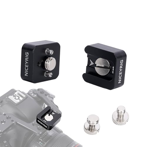 NICEYRIG Positioning Cold Shoe Mount for 3/8''-16 & 1/4''-20 ARRI Locating Holes, Anti-Twist Cold Shoe Adapter for Flash LED Monitor Microphone [Pack of 2] - 618