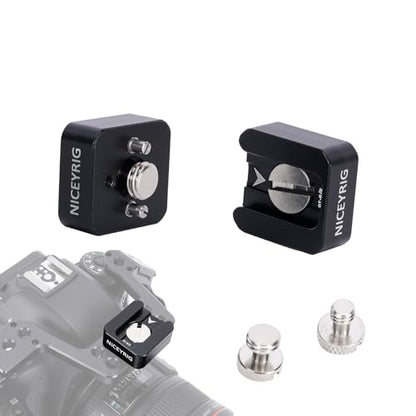 NICEYRIG Positioning Cold Shoe Mount for 3/8''-16 & 1/4''-20 ARRI Locating Holes, Anti-Twist Cold Shoe Adapter for Flash LED Monitor Microphone [Pack of 2] - 618
