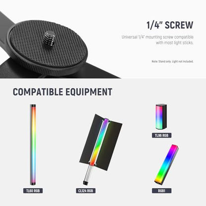 NEEWER Metal Mini Tripod Base for TL120C TL60 CL124 Tube Light Wand Stick, Extra Stable Foldable Handheld Tripod Legs Feet Tabletop Light Stand with 1/4" Screw, Silicone Pad, 3"/8cm Low Angle, CTN5 - style: CTN5