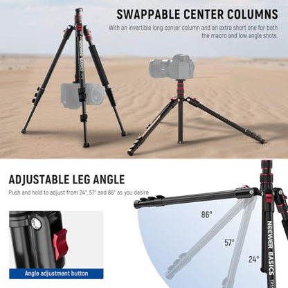 NEEWER Basics TP15 Camera Tripod Monopod, 68" Metal Heavy Duty Portable Travel DSLR Cell Phone Stand with Cellphone Holder Mount Compatible with iPhone Filming Video Recording, Ball Head Not Included - style: TP15