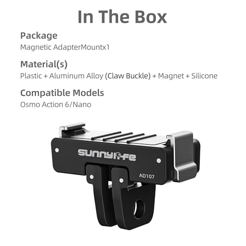 Dual-Direction Magnetic Mount Adapter for DJI Osmo Action 6/Nano - Quick-Release Base with 1/4" Thread & Foldable Connector for Tripods, Selfie Sticks, Vlogging Accessories