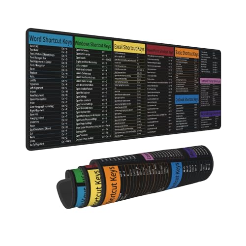 Excel&Word Cheat Sheet Mouse Pad – Large Desk Mat with Non-Slip Rubber Base, 31.5 X 11.8in Gaming Mousepad for Laptop Pc, Office Accessories and Desktop Decor - color: Excel&word Cheat Sheet