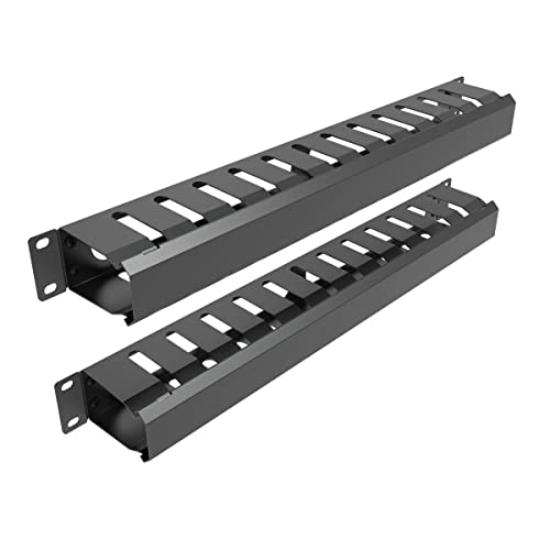 2 Pack of All Metal 1U Cable Management Horizontal Rack Mount Cable Manager with 12 Big Finger Slots for 19-inch Server Rack or Cabinet