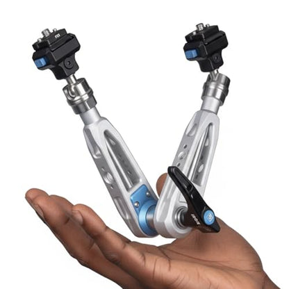 DF DIGITALFOTO 11" Magic Arm with F22 Quick Release, Elegant Strength Magic Arm with 1/4" 3/8" Thread Screw 360° Ball Heads for Monitor,Flash,Light,Camera Cage,Max Load Capacity 5kg (Glacier Silver) - color: Glacier Silver