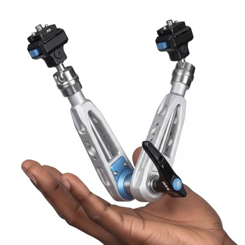 DF DIGITALFOTO 11" Magic Arm with F22 Quick Release, Elegant Strength Magic Arm with 1/4" 3/8" Thread Screw 360° Ball Heads for Monitor,Flash,Light,Camera Cage,Max Load Capacity 5kg (Glacier Silver) - color: Glacier Silver