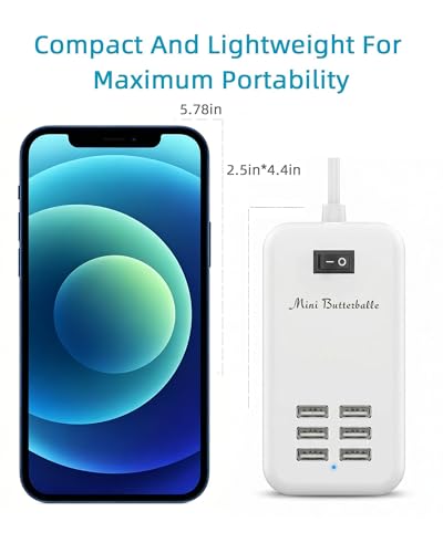 6 Ports USB Charger Hub Desktop US Plug AC Power Wall Travel Charging Adapter Slots Charging Station Extension Socket Outlet with Cable - color: white