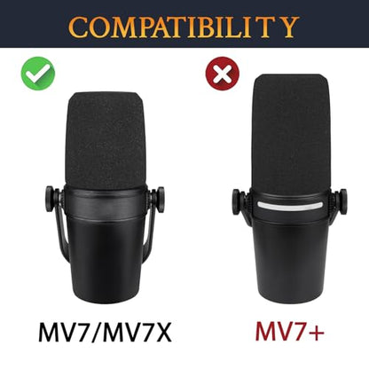 SOULWIT 2Pcs Pop Filter for Shure MV7/MV7X - Black | Do Not Fit MV7+(MV7 Plus) Microphones