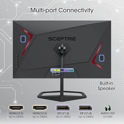 New! Sceptre 24.5-inch Gaming Monitor 240Hz 1ms DisplayPort x2 HDMI x2 100% sRGB AMD FreeSync Premium Build-in Speakers, Machine Black 2026 (E255B-FWD240 Series) - style: 2025 25" 240Hz