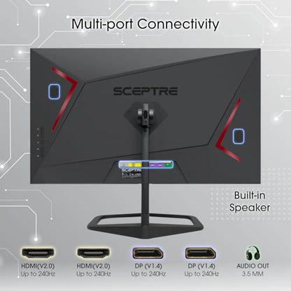 New! Sceptre 24.5-inch Gaming Monitor 240Hz 1ms DisplayPort x2 HDMI x2 100% sRGB AMD FreeSync Premium Build-in Speakers, Machine Black 2026 (E255B-FWD240 Series) - style: 2025 25" 240Hz