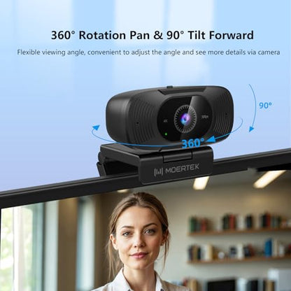 4K Webcam with Microphone, 1080P 60fps Webcam for PC, 8MP UHD 92° Wide Angle Len, Automatic Light Correction, USB Camera with Privacy Cover, External Computer Camera for Business Meeting/Video Call - style: 4K Webcam with Noise-reducing Mic