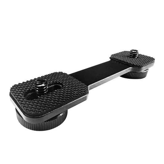 Cold Shoe Bracket Extension Bar, Hot Shoe Extension, Microphone Mount with 1/4'' Tripod Screw Compatible with Mirrorless Camera Vlogging (ST-002-1) - color: Black