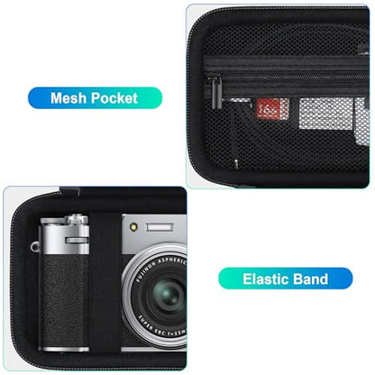 BOVKE Carrying Case for Fujifilm X100VI / X100V / X-E5 Digital Camera, Extra Mesh Pocket for Fuji Camera Accessories Charging Cables, Black - color: Black