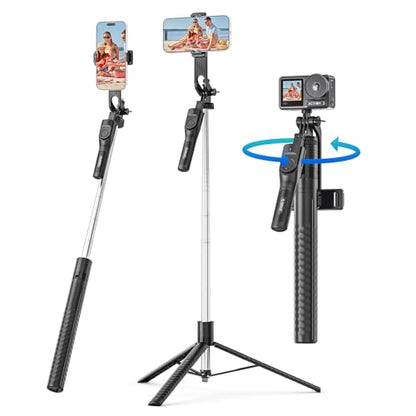 ORICO 75" Phone Tripod & Selfie Stick - 360° Rotatable Handle + Phone Holder for Multi-Angle Shooting, Wireless Remote, Extendable Stand for iPhone/Android/Camera/GoPro, Travel/Vlog/Recording - size: 75''