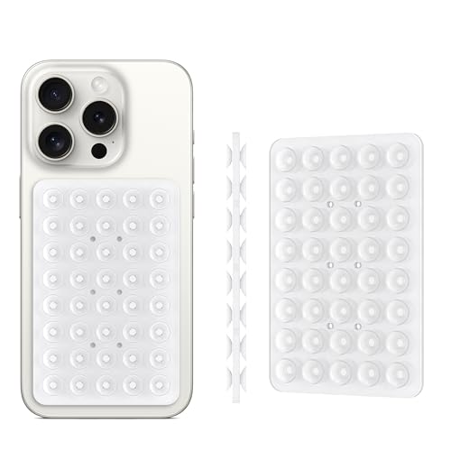 Double Sided Silicone Suction Phone Holder Mount, Silicon Accessory for iPhone and Android, Hands-Free Mirror Shower Phone Holder, TikTok Videos and Selfies (Light Pink+Transparent) - color: Light Pink+Transparent