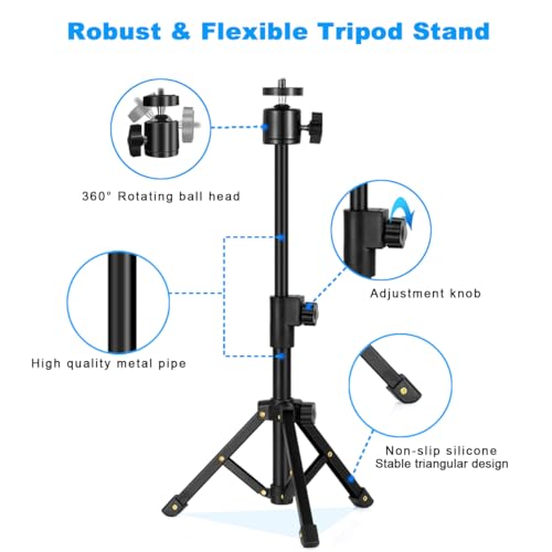 Webcam Tripod Stand, Extendable Webcam Stand for Desk Small Camera Tripod for Logitech Webcam C922 C930e C920S C920 C615 C960 C920x BRIO 4K, NexiGo N60, Right Light, GoPro, DSLR, Projector, and More