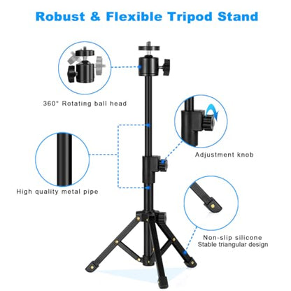 Webcam Tripod Stand, Extendable Webcam Stand for Desk Small Camera Tripod for Logitech Webcam C922 C930e C920S C920 C615 C960 C920x BRIO 4K, NexiGo N60, Right Light, GoPro, DSLR, Projector, and More