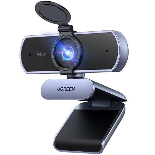 UGREEN 2K Webcam for PC Ultra HD 1080P Computer Webcam with Microphone, PC Camera with Privacy Cover, USB Web Camera for Streaming, Conference, Video Calling, Zoom, Skype, Teams, FaceTime, Grey - color: Grey