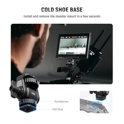 NEEWER Field Monitor Mount Holder with Cold Shoe 360° Swivel 180° Tilt Anti Twist Screw Compatible with Atomos Ninja 5" & 7" Camera Monitor, SmallRig Camera Cage, MA019 - style: MA019 w/Cold Shoe