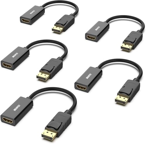 BENFEI 4K DisplayPort to HDMI Adapter 5 Pack, Uni-Directional DP 1.2 Computer to HDMI 1.4 Screen Gold-Plated DP Display Port to HDMI Adapter (Male to Female) Compatible with Lenovo Dell HP Passive - color: Black, style: 4K 30Hz-5 Pack