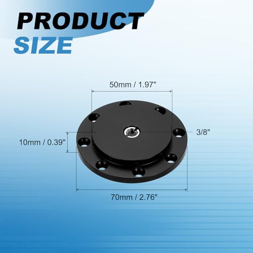 PATIKIL 3/8" Thread Tripod Adapter Holder 50mm Dia, Aluminum Alloy Flange Wall Mount Tripod Mount Plate with 1/4" Adapter Screws for Magic Arm Light Flash DSLR Camera - size: 3/8" x 70mm