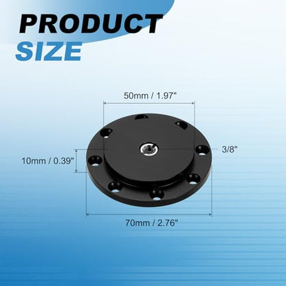 PATIKIL 3/8" Thread Tripod Adapter Holder 50mm Dia, Aluminum Alloy Flange Wall Mount Tripod Mount Plate with 1/4" Adapter Screws for Magic Arm Light Flash DSLR Camera - size: 3/8" x 70mm