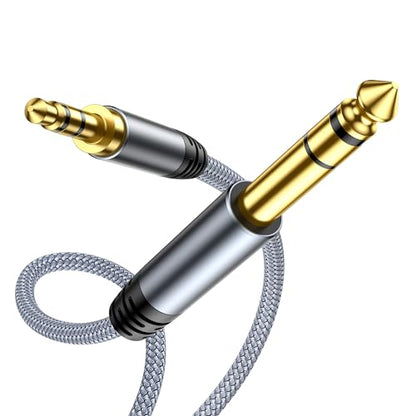 Highwings 1/4 to 1/8 Cable Stereo Audio Cable, 6.35mm 1/4" Male to 3.5mm 1/8" Male TRS Bidirectional Stereo Audio Cable Jack for Guitar, Home Theater Devices, Speaker and Amplifiers (15FT) - size: 15FT